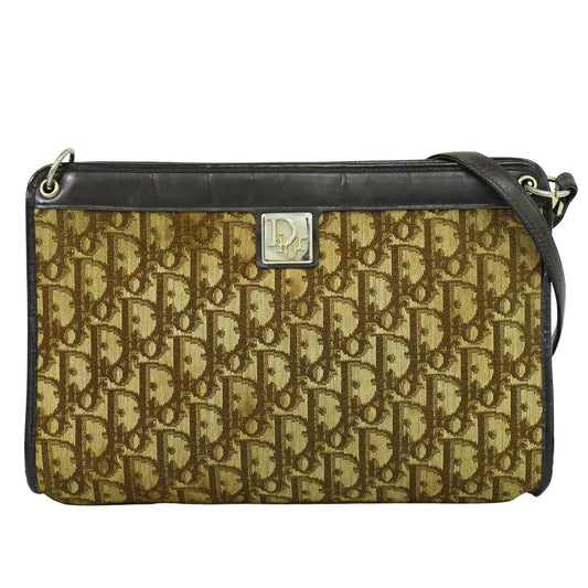 Christian Dior Vintage Trotter Crossbody Bag Diorissimo Coated Canvas Brown Canvas Shoulder Bag Bag ()