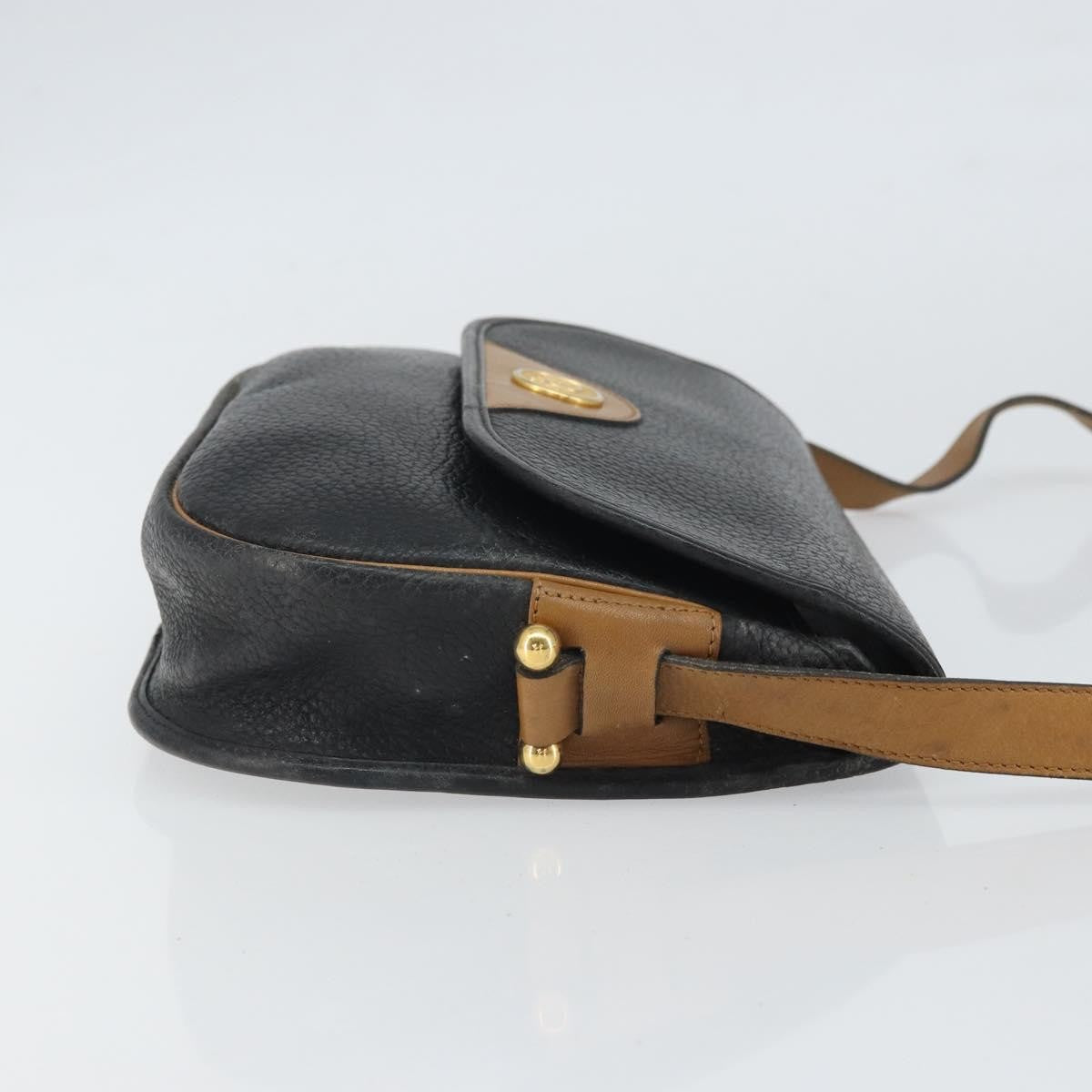 Christian Dior Vintage Shoulder Bag Leather Black Leather Shoulder Bag Bag ()