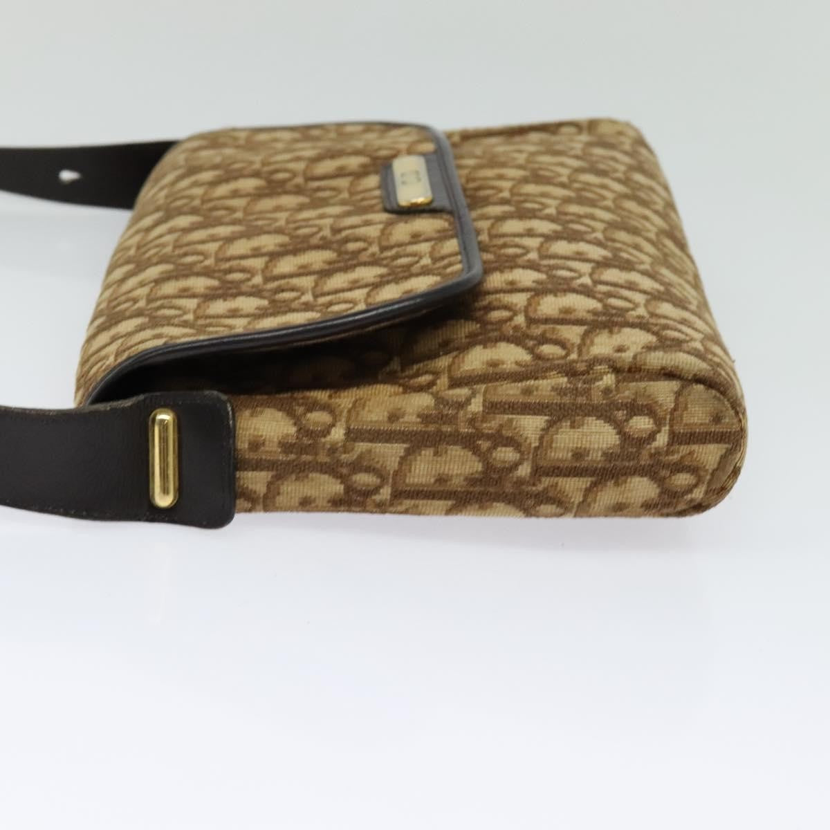 Christian Dior Vintage Trotter Flap Shoulder Bag Canvas Brown Canvas Bag ()