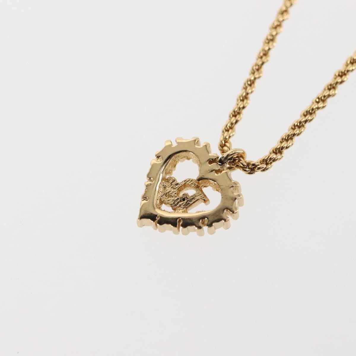 Christian Dior Vintage Cd Heart Pendant Necklace Metal With Crystals Gold Metal Jewelry ()