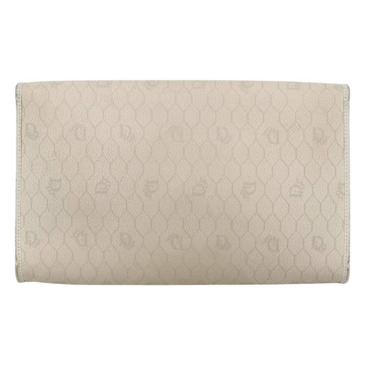 Christian Dior Vintage Honeycomb Chain Canvas White Canvas Bag ()
