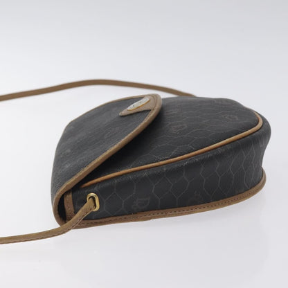 Christian Dior Vintage Honeycomb Flap Crossbody Bag Coated Canvas Black Canvas Bag ()