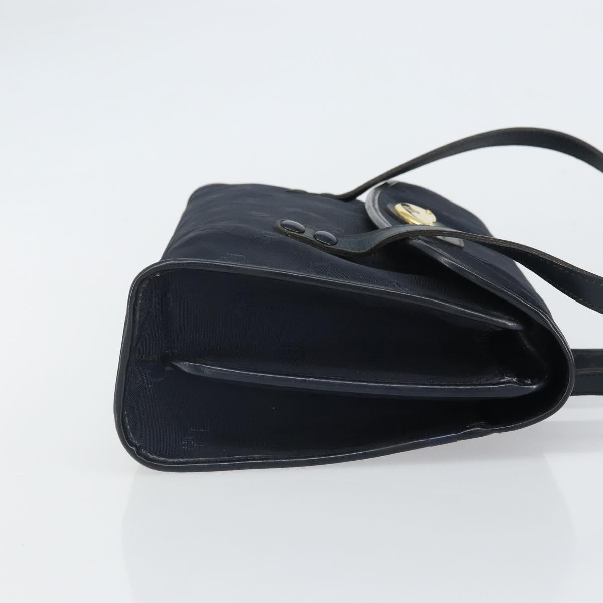 Christian Dior Vintage Honeycomb Handbag Canvas Leather Navy Canvas Handbag ()