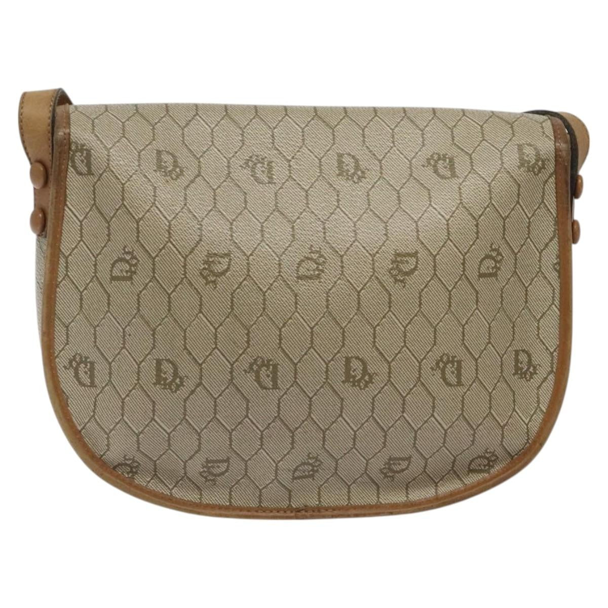 Christian Dior Vintage Honeycomb Flap Crossbody Bag Coated Canvas Beige Canvas Bag ()