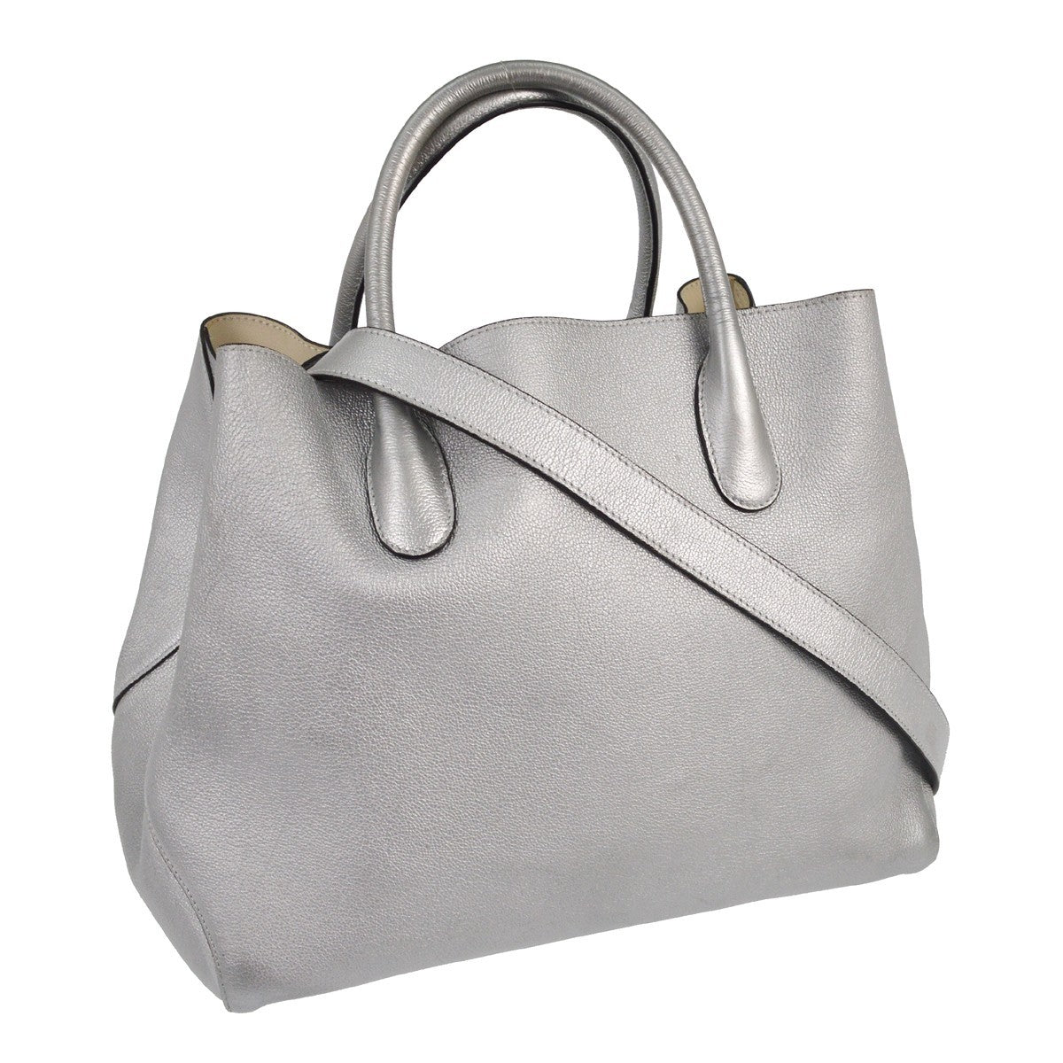 Christian Dior Open Bar Bag Leather Silver Leather Tote Bag Bag ()