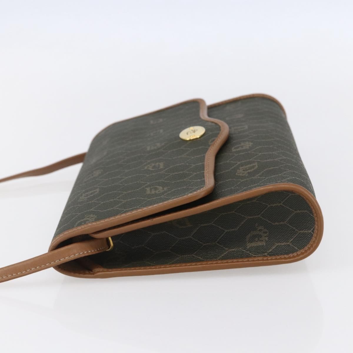 Christian Dior Vintage Honeycomb Flap Crossbody Bag Coated Canvas Khaki Canvas Shoulder Bag Bag ()