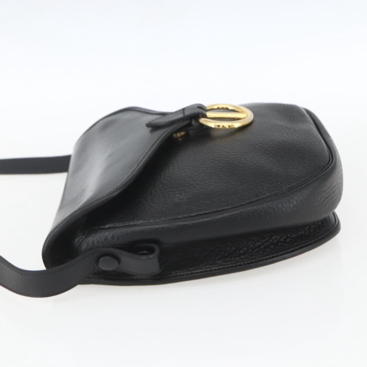 Christian Dior Vintage Cd Flap Shoulder Bag Leather Black Leather Shoulder Bag Bag ()