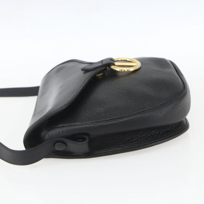 Christian Dior Vintage Cd Flap Shoulder Bag Leather Black Leather Shoulder Bag Bag ()