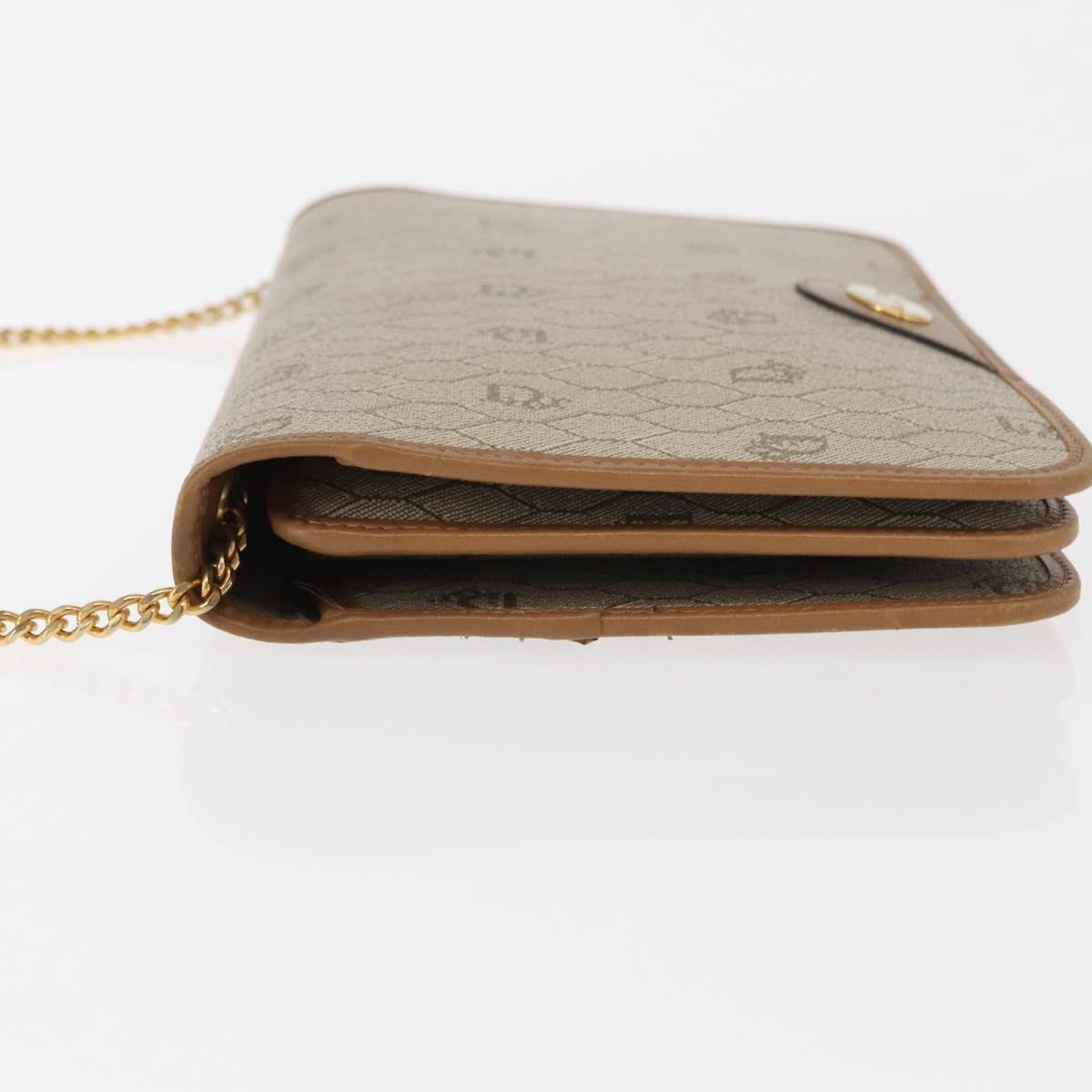 Christian Dior Vintage Honeycomb Chain Canvas Beige Canvas Shoulder Bag Bag ()