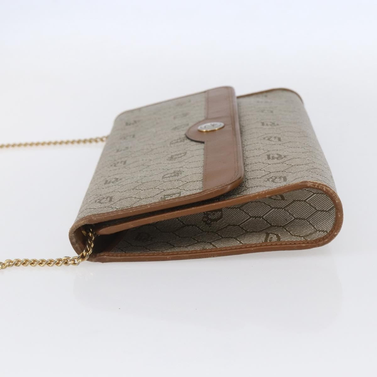 Christian Dior Vintage Honeycomb Chain Canvas Beige Canvas Shoulder Bag Bag ()