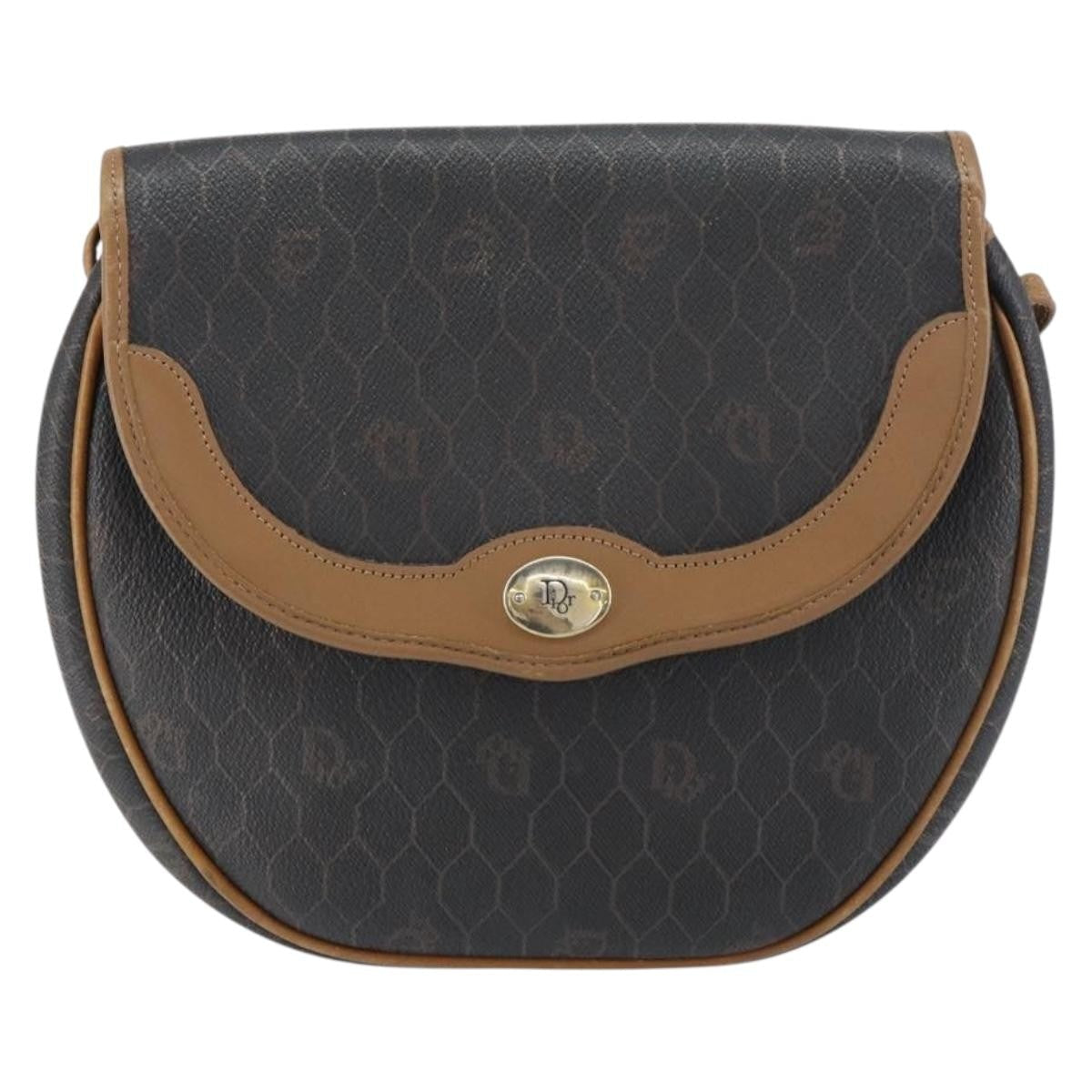 Christian Dior Vintage Honeycomb Flap Crossbody Bag Coated Canvas Black Canvas Shoulder Bag Bag ()