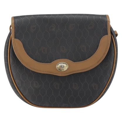 Christian Dior Vintage Honeycomb Flap Crossbody Bag Coated Canvas Black Canvas Shoulder Bag Bag ()