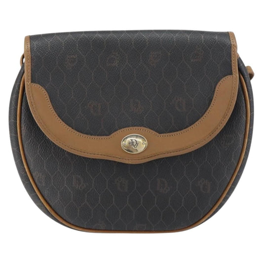 Christian Dior Vintage Honeycomb Flap Crossbody Bag Coated Canvas Black Canvas Shoulder Bag Bag ()