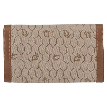 Christian Dior Vintage Honeycomb Flap Wallet Coated Canvas Beige Canvas Wallets Accessory ()