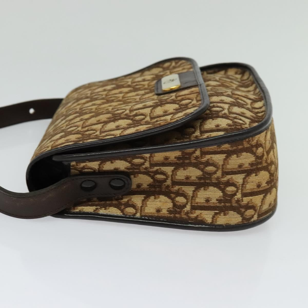 Christian Dior Vintage Trotter Flap Shoulder Bag Canvas Brown Canvas Bag ()