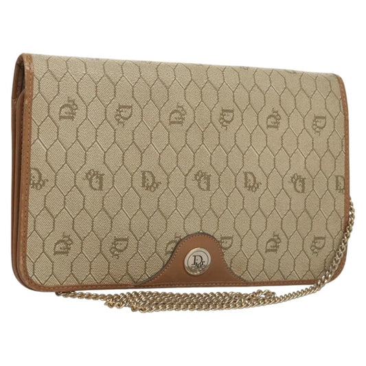 Christian Dior Vintage Honeycomb Chain Canvas Beige Canvas Bag ()