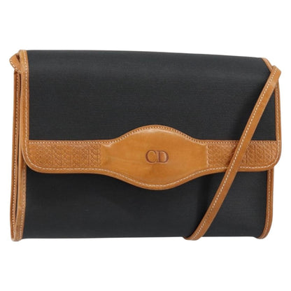 Christian Dior Vintage Cd Logo Shoulder Bag Leather Black Leather Shoulder Bag Bag ()