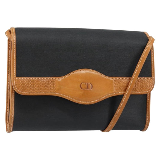 Christian Dior Vintage Cd Logo Shoulder Bag Leather Black Leather Shoulder Bag Bag ()