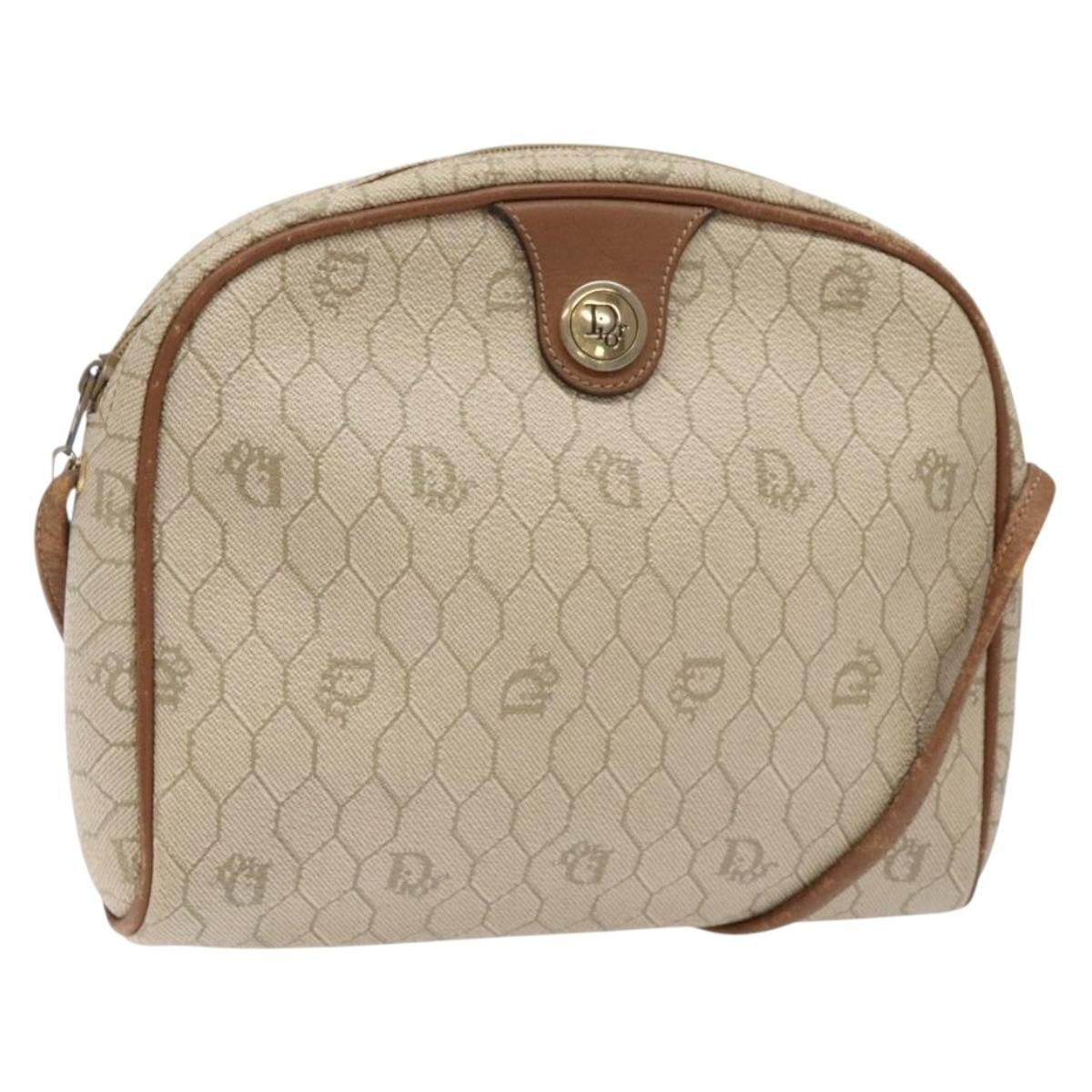 Christian Dior Vintage Honeycomb Shoulder Bag Canvas Beige Canvas Bag ()