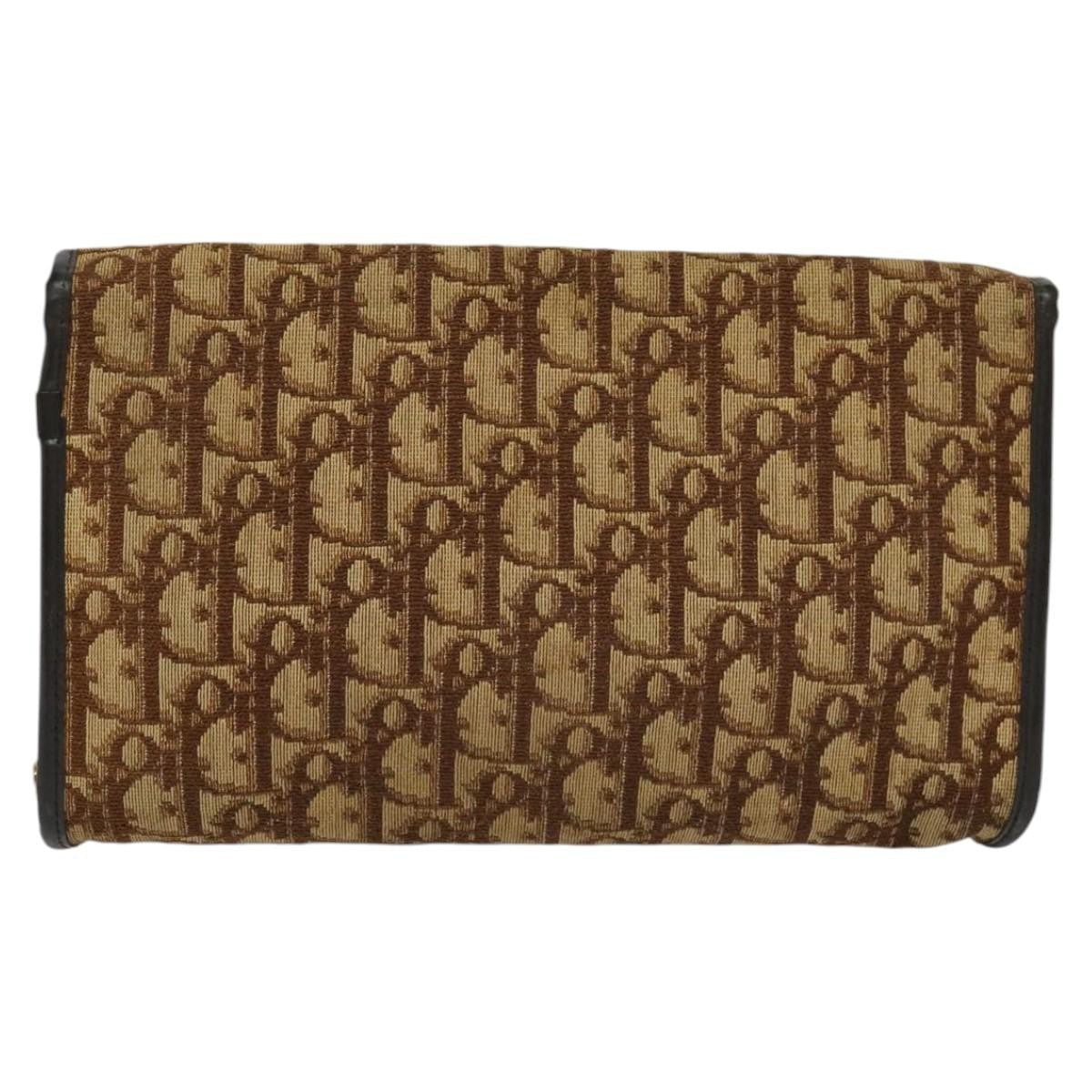 Christian Dior Vintage Trotter Flap Shoulder Bag Canvas Brown Canvas Bag ()