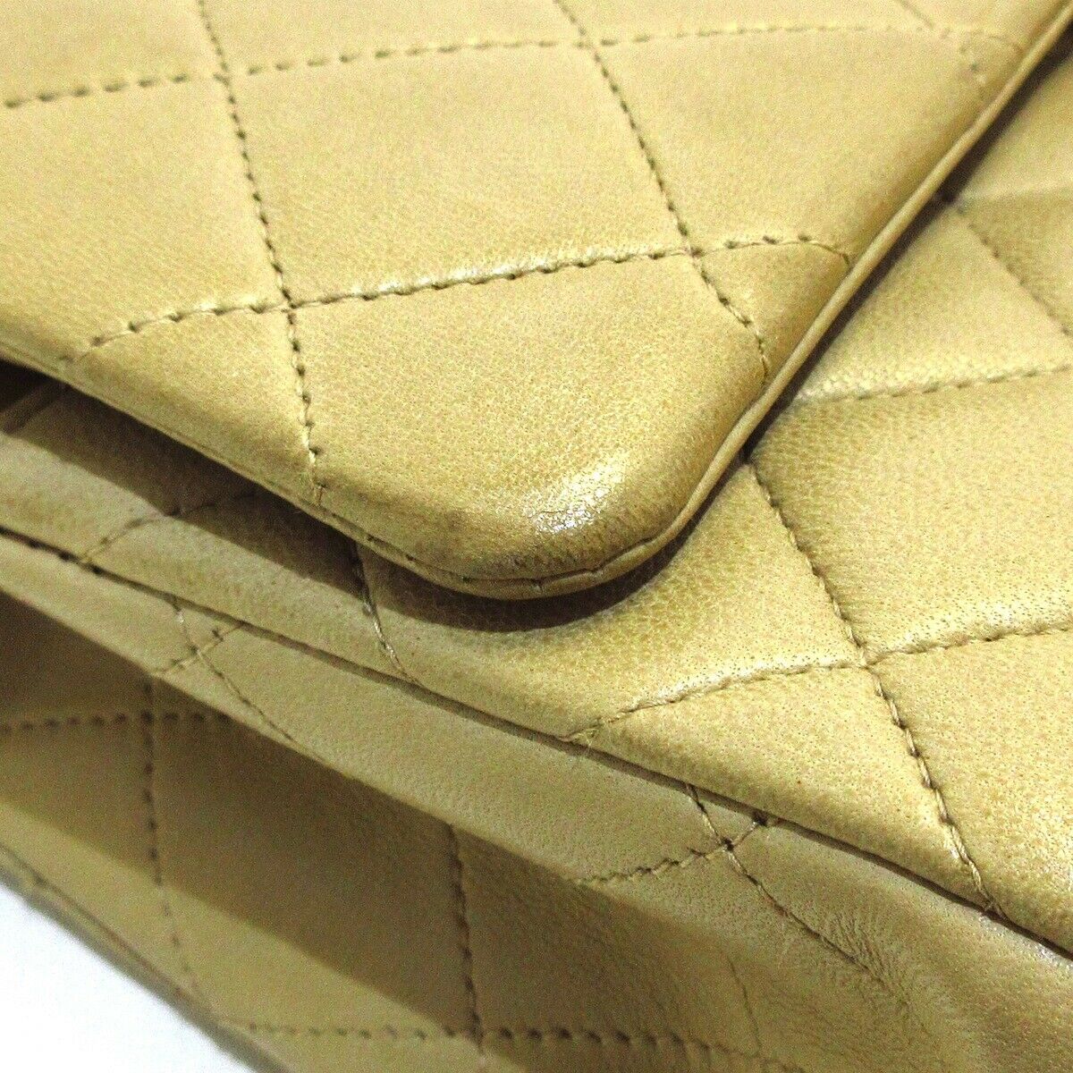 Vintage Double Flap Lambskin  Medium Beige GHW