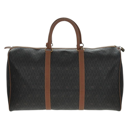 Christian Dior Vintage Honeycomb Boston Bag Canvas And Leather Black Canvas Travel Bag Bag ()