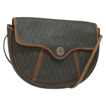 Christian Dior Vintage Honeycomb Flap Crossbody Bag Coated Canvas Gray Canvas Bag ()