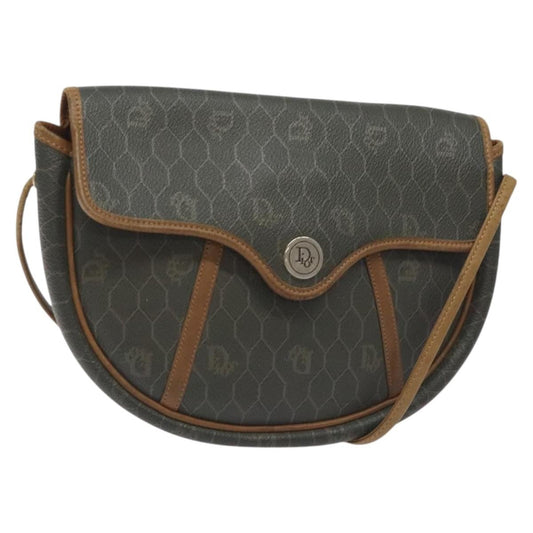 Christian Dior Vintage Honeycomb Flap Crossbody Bag Coated Canvas Gray Canvas Bag ()