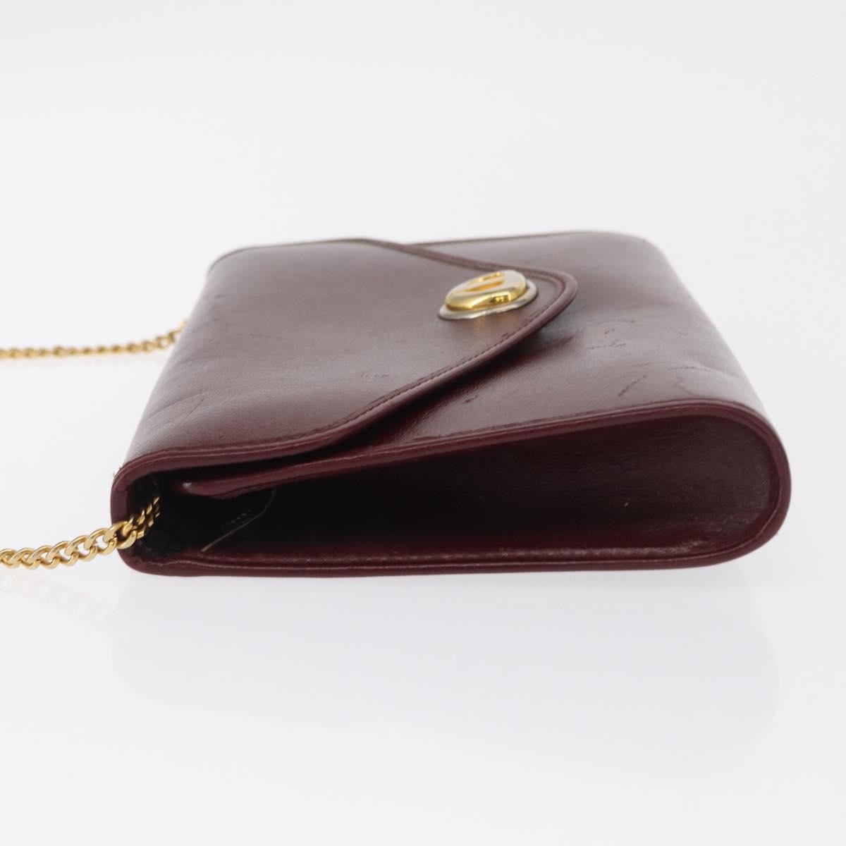Christian Dior Vintage Chain Flap Shoulder Bag Leather Burgundy Leather Shoulder Bag Bag ()