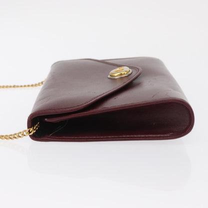 Christian Dior Vintage Chain Flap Shoulder Bag Leather Burgundy Leather Shoulder Bag Bag ()