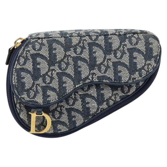Christian Dior Vintage Saddle Coin Purse Diorissimo Canvas Navy Canvas Clutche & Pouche Bag ()