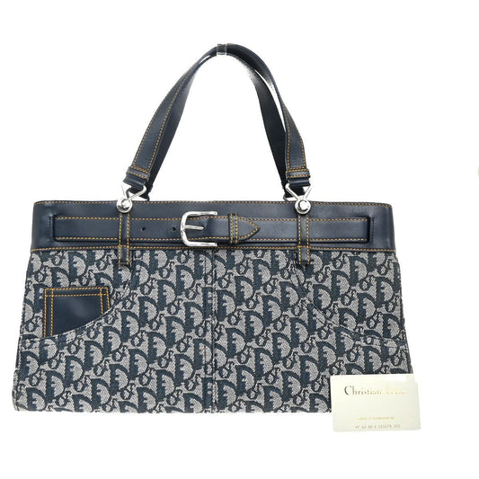 Christian Dior Vintage Trotter Horizontal Tote Diorissimo Canvas Navy Canvas Shoulder Bag Bag ()