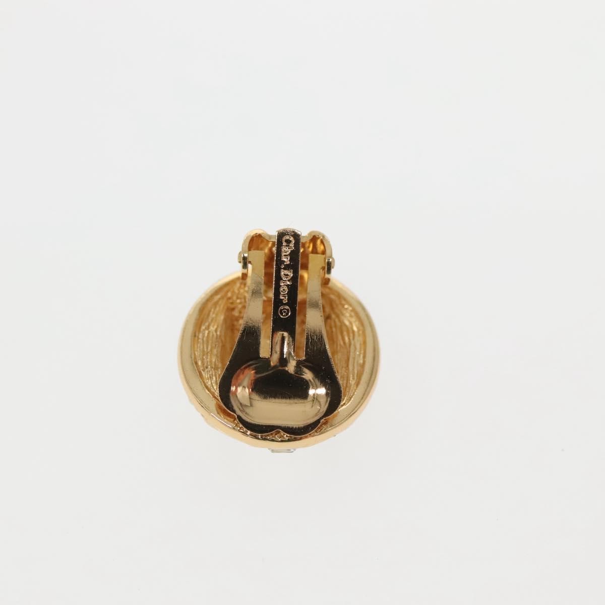 Christian Dior Vintage Round Clip-On Earrings Metal Gold Metal Earrings Jewelry ()