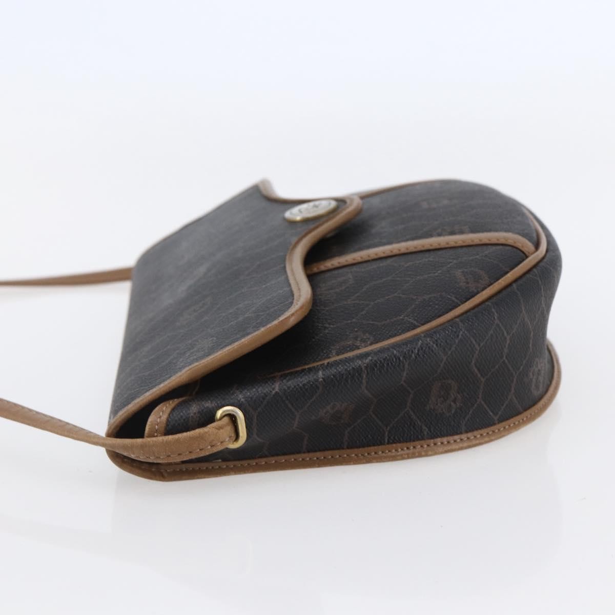 Christian Dior Vintage Honeycomb Flap Crossbody Bag Canvas And Leather Black Canvas Shoulder Bag Bag ()