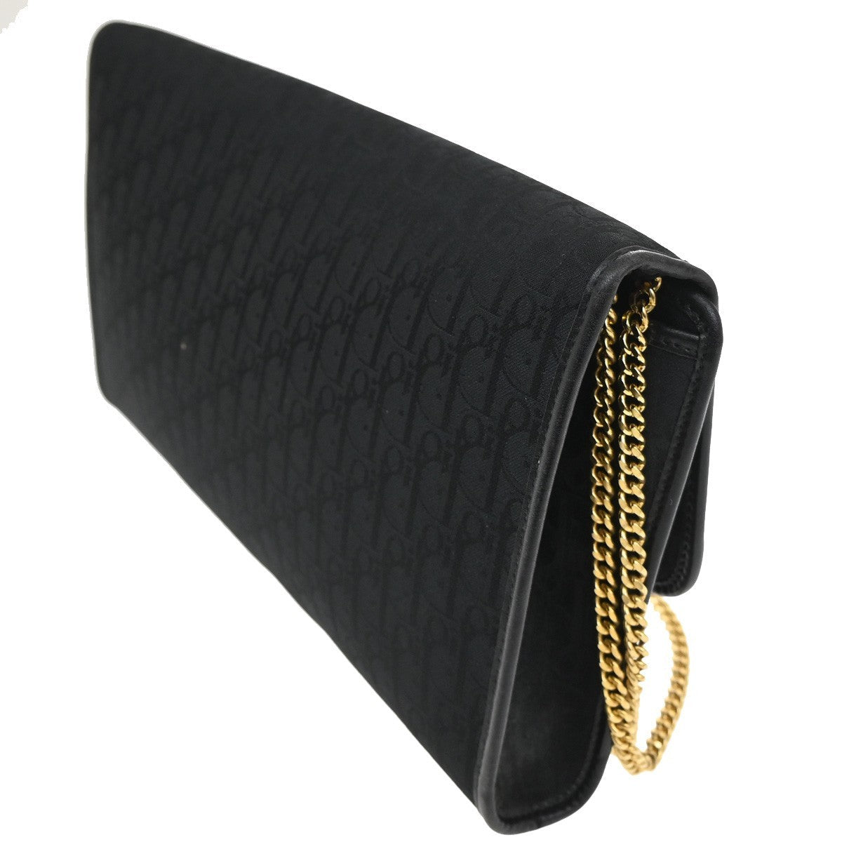 Christian Dior Vintage Chain Flap Shoulder Bag Diorissimo Canvas Black Canvas Shoulder Bag Bag ()