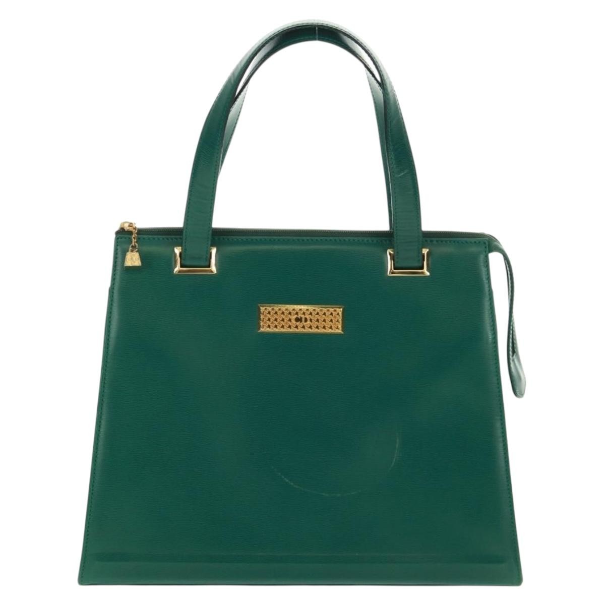 Christian Dior Vintage Handbag Leather Green Leather Handbag ()