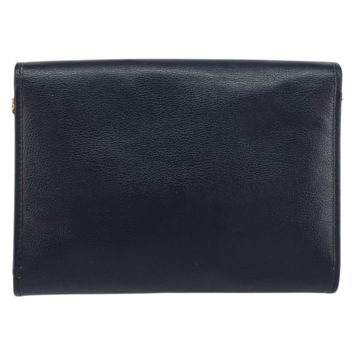 Christian Dior Vintage Chain Flap Shoulder Bag Leather Navy Leather Shoulder Bag Bag ()