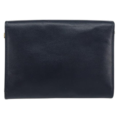 Christian Dior Vintage Chain Flap Shoulder Bag Leather Navy Leather Shoulder Bag Bag ()