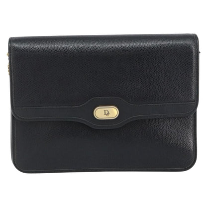 Christian Dior Vintage Cd Chain Flap Shoulder Bag Leather Black Leather Shoulder Bag Bag ()