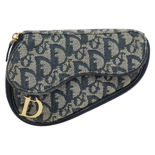 Christian Dior Vintage Saddle Coin Purse Diorissimo Canvas Blue Canvas Clutche & Pouche Bag ()