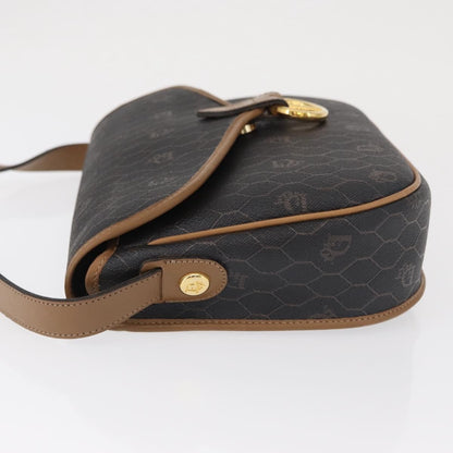 Christian Dior Vintage Honeycomb Flap Crossbody Bag Canvas And Leather Black Canvas Shoulder Bag Bag ()