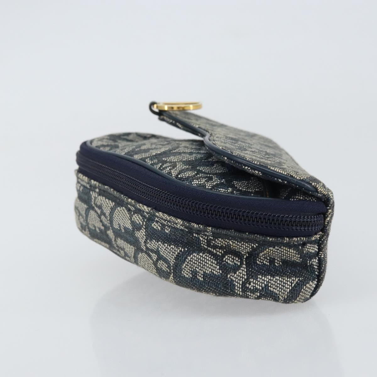 Christian Dior Vintage Saddle Coin Purse Diorissimo Canvas Navy Canvas Clutche & Pouche Bag ()