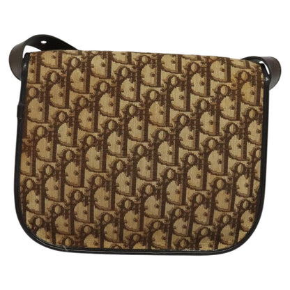 Christian Dior Vintage Trotter Flap Shoulder Bag Canvas Brown Canvas Bag ()