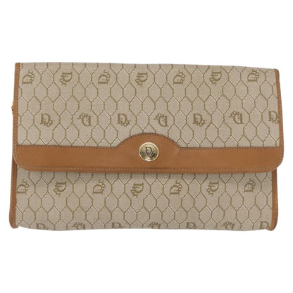 Christian Dior Vintage Honeycomb Chain Canvas Beige Canvas Shoulder Bag Bag ()