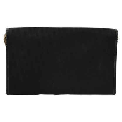 Christian Dior Vintage Chain Flap Shoulder Bag Diorissimo Canvas Black Canvas Shoulder Bag Bag ()