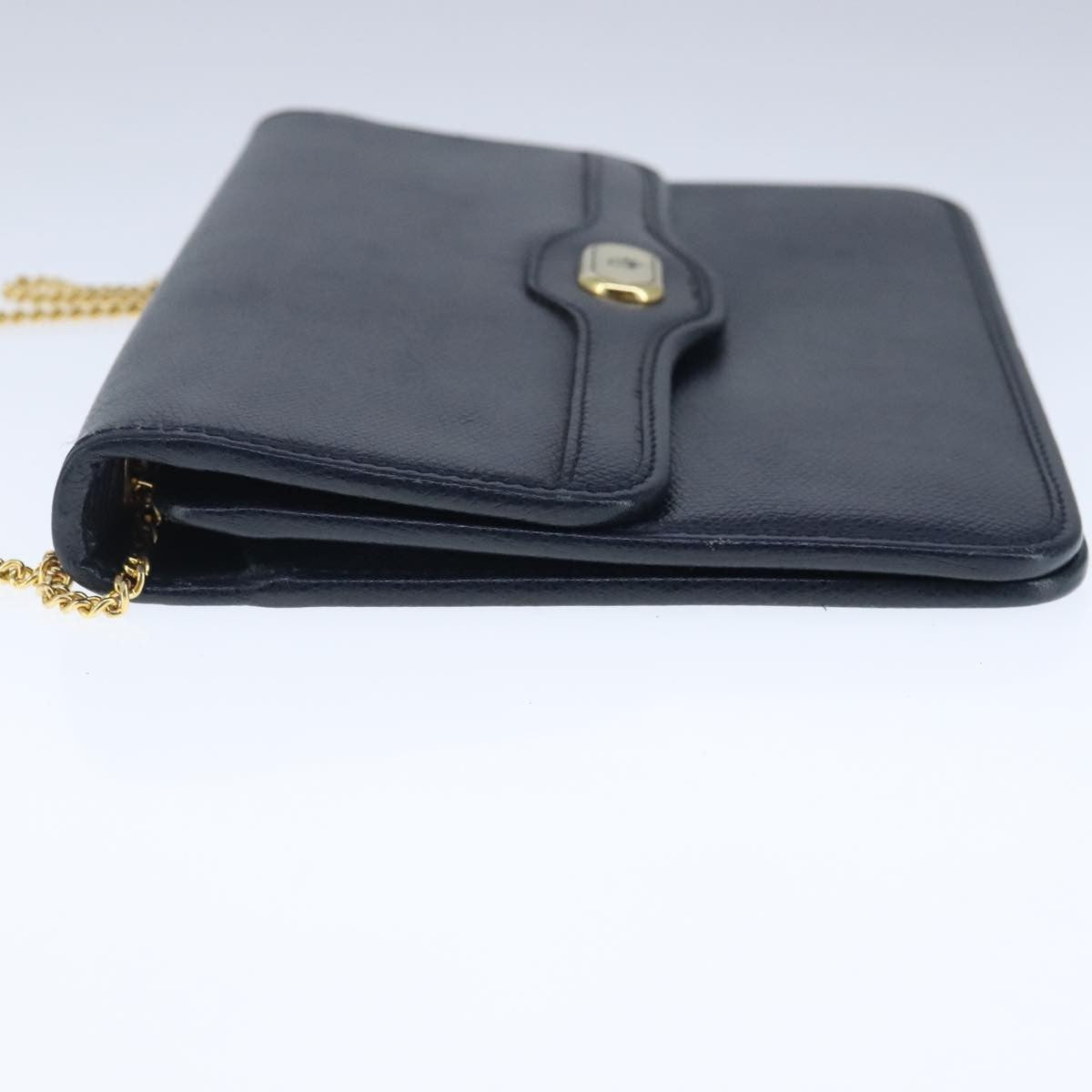 Christian Dior Vintage Cd Chain Flap Shoulder Bag Leather Navy Leather Shoulder Bag Bag ()
