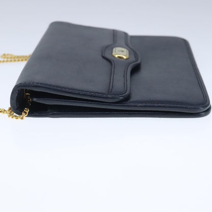 Christian Dior Vintage Cd Chain Flap Shoulder Bag Leather Navy Leather Shoulder Bag Bag ()