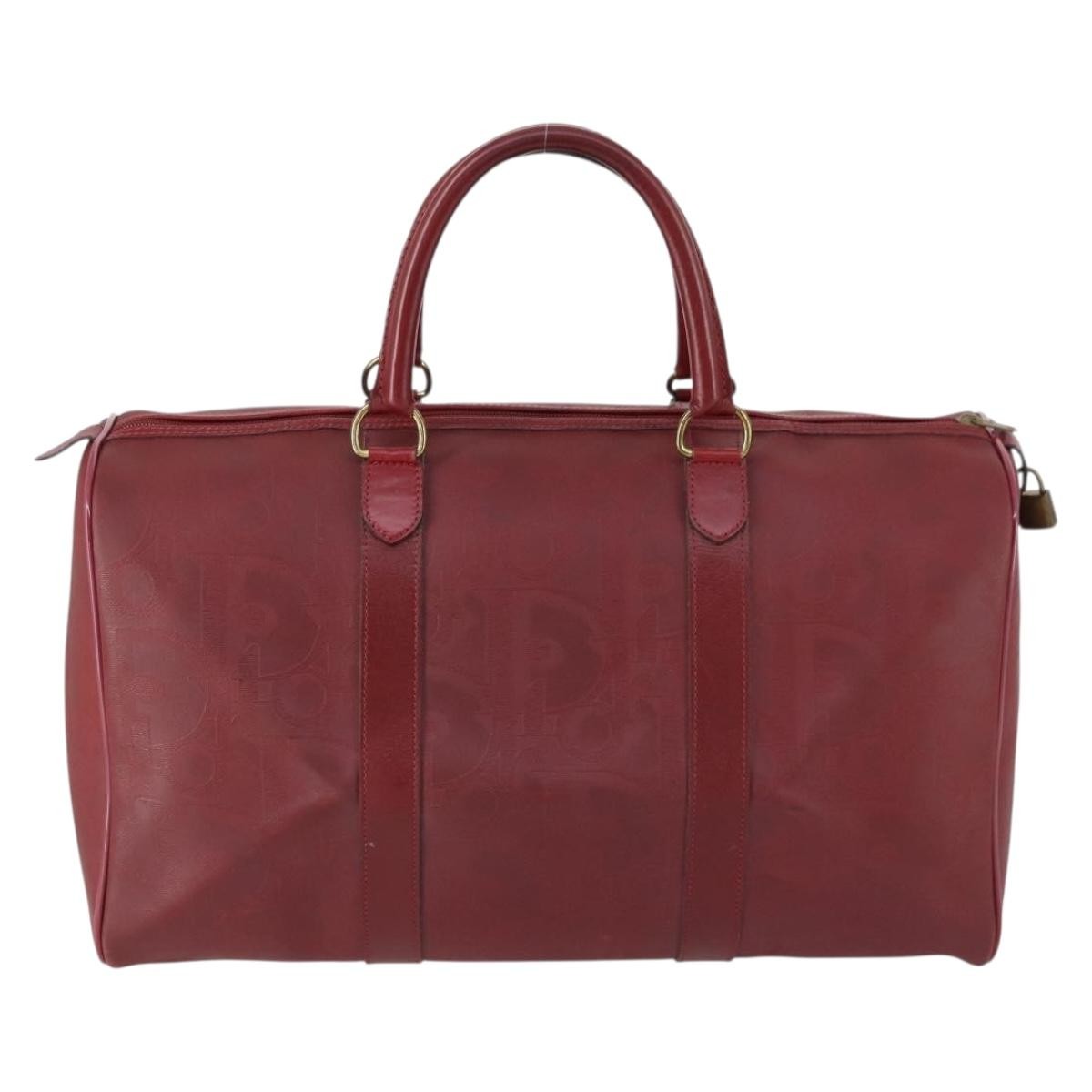 Christian Dior Vintage Trotter Duffle Bag Diorissimo Canvas Red Pvc Travel Bag Bag ()