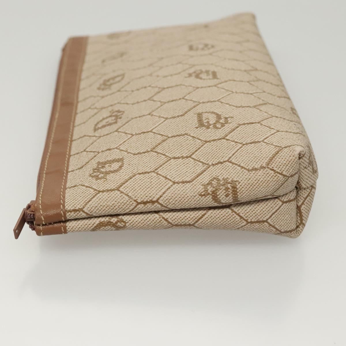 Christian Dior Vintage Honeycomb Zip Pouch Coated Canvas Beige Pvc Bag ()