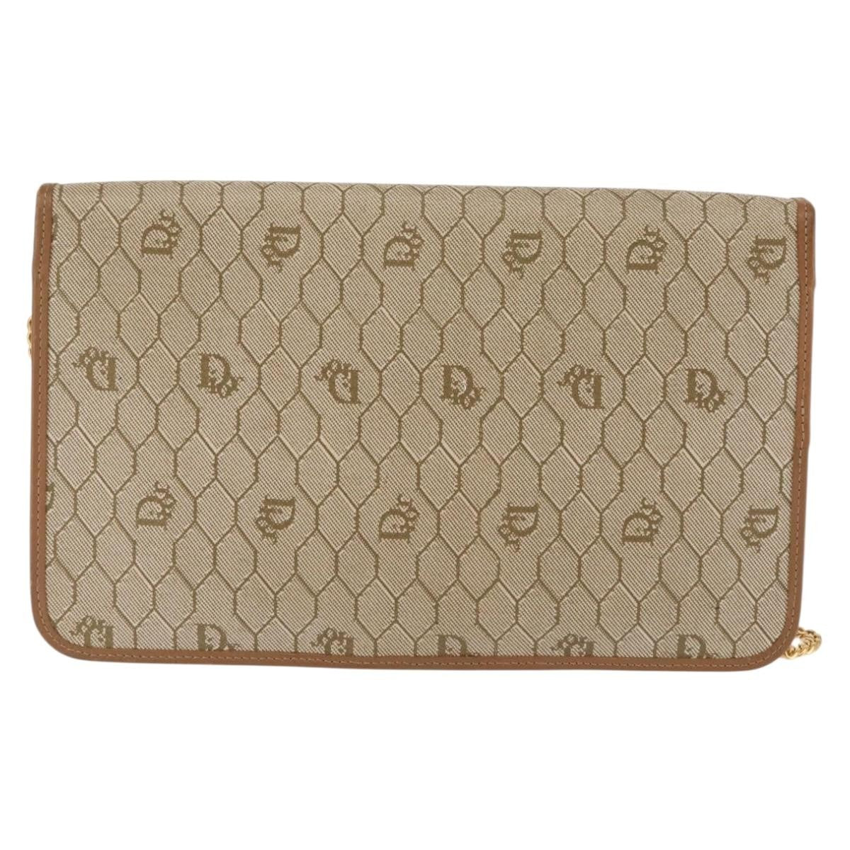 Christian Dior Vintage Honeycomb Chain Canvas Beige Canvas Shoulder Bag Bag ()